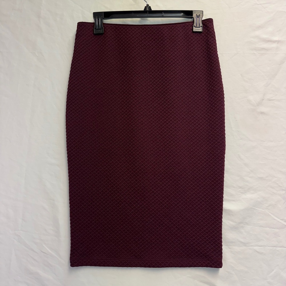 Apt. 9 Womens Burgundy Textured Diamond Knit Pencil Skirt Size M Stretch Mid
